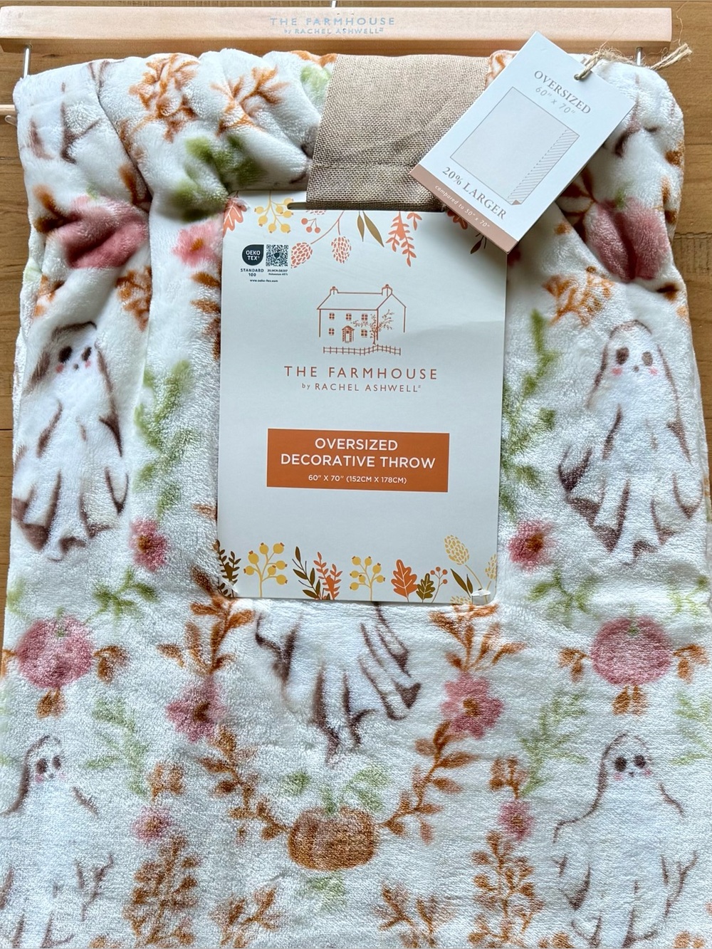 Halloween Throw Blanket The Farmhouse Rachel Ashwell Ghost & Pink Pumpkins 60x70